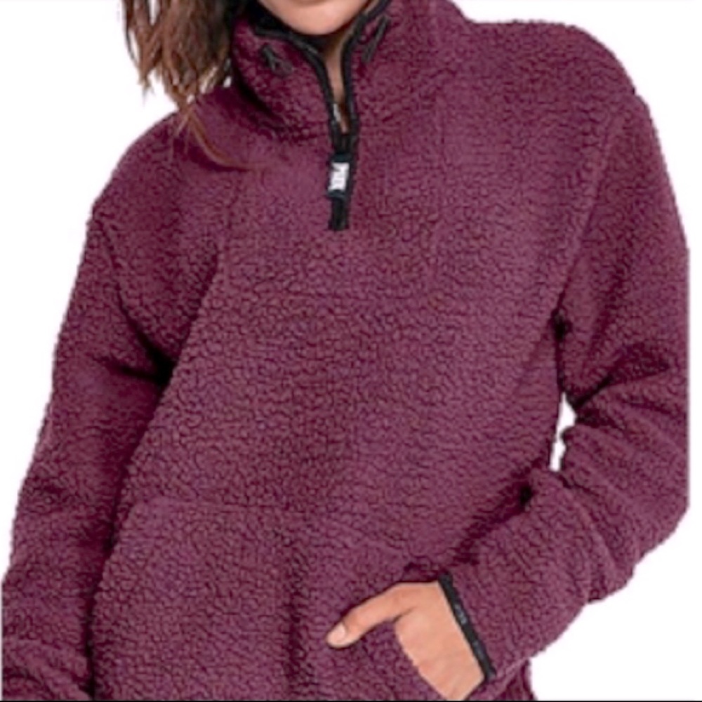 Purple sherpa quarter zip